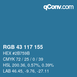 Color code: RGB 43 117 155 | qconv.com