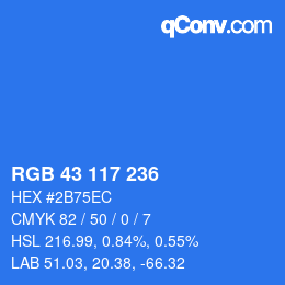 カラーコード: RGB 43 117 236 | qconv.com