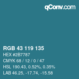 颜色代码: RGB 43 119 135 | qconv.com