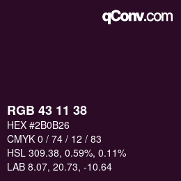 カラーコード: RGB 43 11 38 | qconv.com