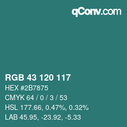 颜色代码: RGB 43 120 117 | qconv.com