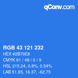 颜色代码: RGB 43 121 232 | qconv.com