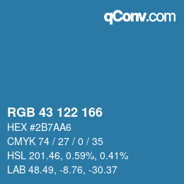 颜色代码: RGB 43 122 166 | qconv.com