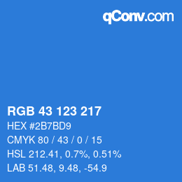 颜色代码: RGB 43 123 217 | qconv.com