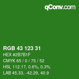 カラーコード: RGB 43 123 31 | qconv.com