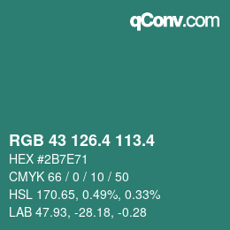 カラーコード: RGB 43 126.4 113.4 | qconv.com
