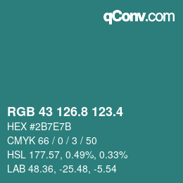 カラーコード: RGB 43 126.8 123.4 | qconv.com