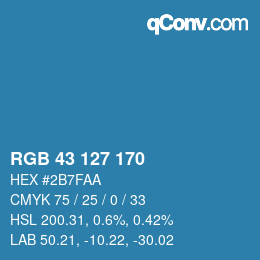 カラーコード: RGB 43 127 170 | qconv.com