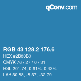 カラーコード: RGB 43 128.2 176.6 | qconv.com