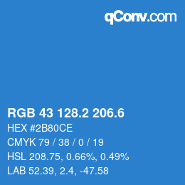 カラーコード: RGB 43 128.2 206.6 | qconv.com