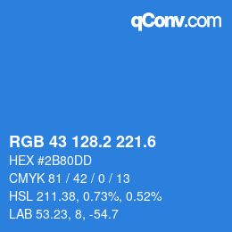 カラーコード: RGB 43 128.2 221.6 | qconv.com