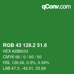 カラーコード: RGB 43 128.2 51.6 | qconv.com