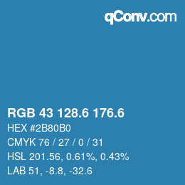 カラーコード: RGB 43 128.6 176.6 | qconv.com