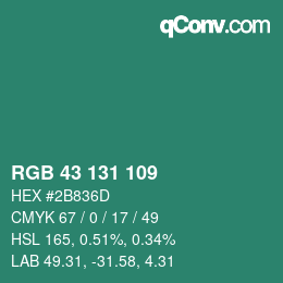 颜色代码: RGB 43 131 109 | qconv.com