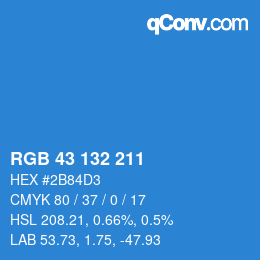 Color code: RGB 43 132 211 | qconv.com