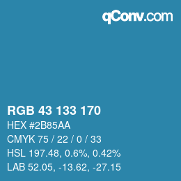 カラーコード: RGB 43 133 170 | qconv.com