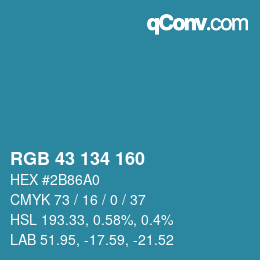 Color code: RGB 43 134 160 | qconv.com