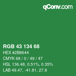 Color code: RGB 43 134 68 | qconv.com