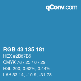 颜色代码: RGB 43 135 181 | qconv.com