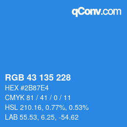 Color code: RGB 43 135 228 | qconv.com