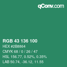 Color code: RGB 43 136 100 | qconv.com