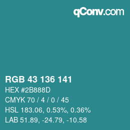Color code: RGB 43 136 141 | qconv.com