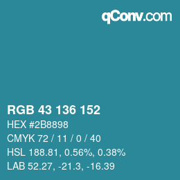 Color code: RGB 43 136 152 | qconv.com