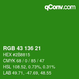Color code: RGB 43 136 21 | qconv.com