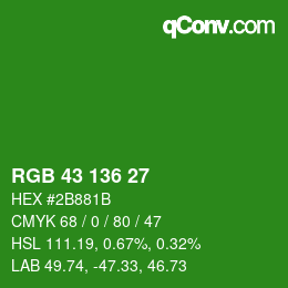 Color code: RGB 43 136 27 | qconv.com