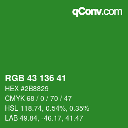 Color code: RGB 43 136 41 | qconv.com