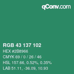Color code: RGB 43 137 102 | qconv.com