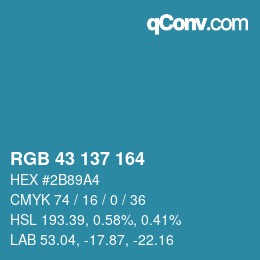Color code: RGB 43 137 164 | qconv.com