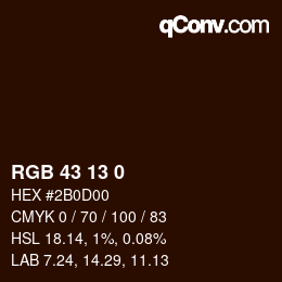 Color code: RGB 43 13 0 | qconv.com