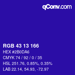 Color code: RGB 43 13 166 | qconv.com