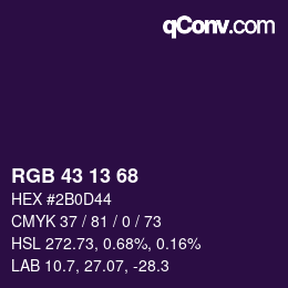 Color code: RGB 43 13 68 | qconv.com