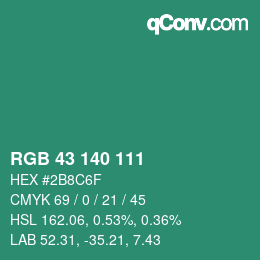 Farbcode: RGB 43 140 111 | qconv.com