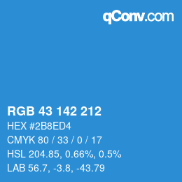 Color code: RGB 43 142 212 | qconv.com