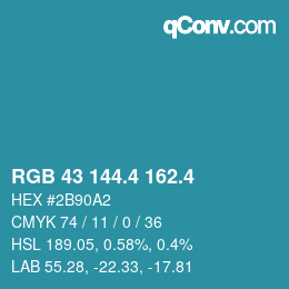 カラーコード: RGB 43 144.4 162.4 | qconv.com