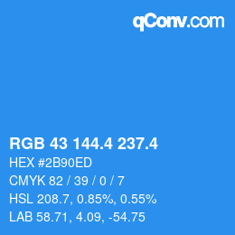 カラーコード: RGB 43 144.4 237.4 | qconv.com