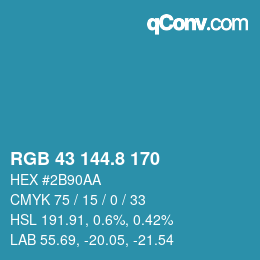 カラーコード: RGB 43 144.8 170 | qconv.com