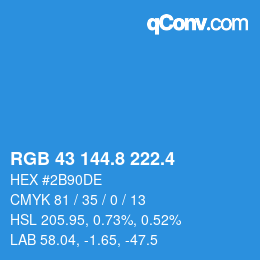 カラーコード: RGB 43 144.8 222.4 | qconv.com