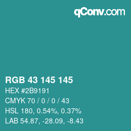 Color code: RGB 43 145 145 | qconv.com