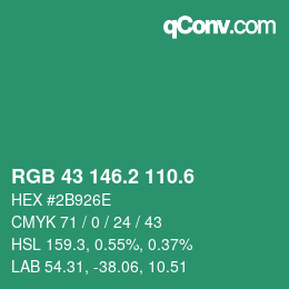 カラーコード: RGB 43 146.2 110.6 | qconv.com