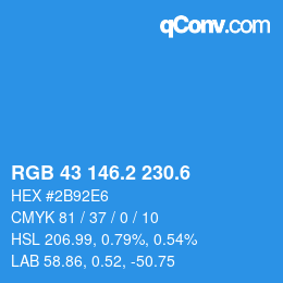 カラーコード: RGB 43 146.2 230.6 | qconv.com