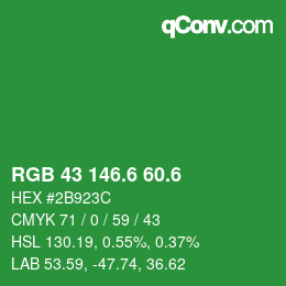 カラーコード: RGB 43 146.6 60.6 | qconv.com