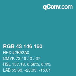 Color code: RGB 43 146 160 | qconv.com