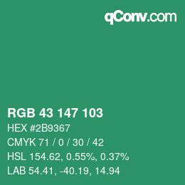 カラーコード: RGB 43 147 103 | qconv.com