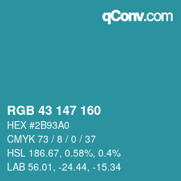 Color code: RGB 43 147 160 | qconv.com