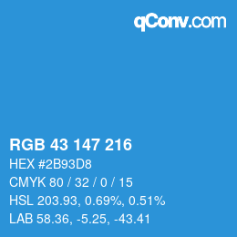 カラーコード: RGB 43 147 216 | qconv.com