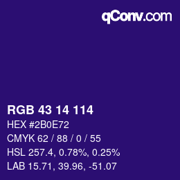 Color code: RGB 43 14 114 | qconv.com